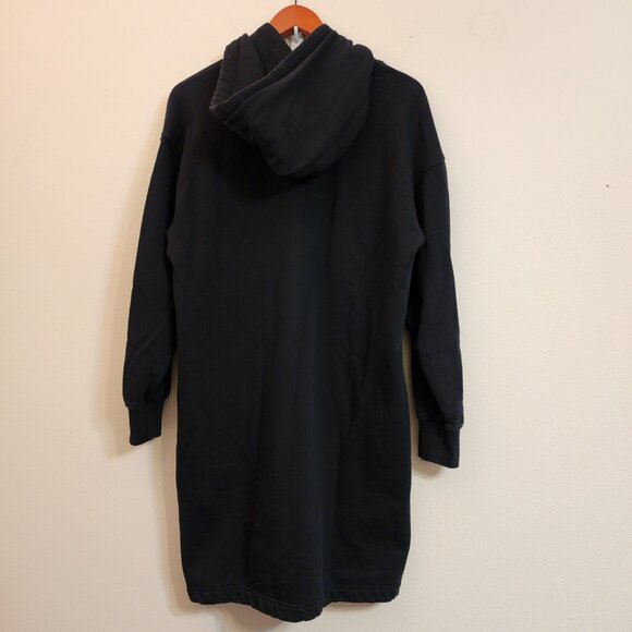 COS Hooded Sweatshirt Dress Black 100% Cotton Pocket Long Slv Women S Sporty - Picture 12 of 16